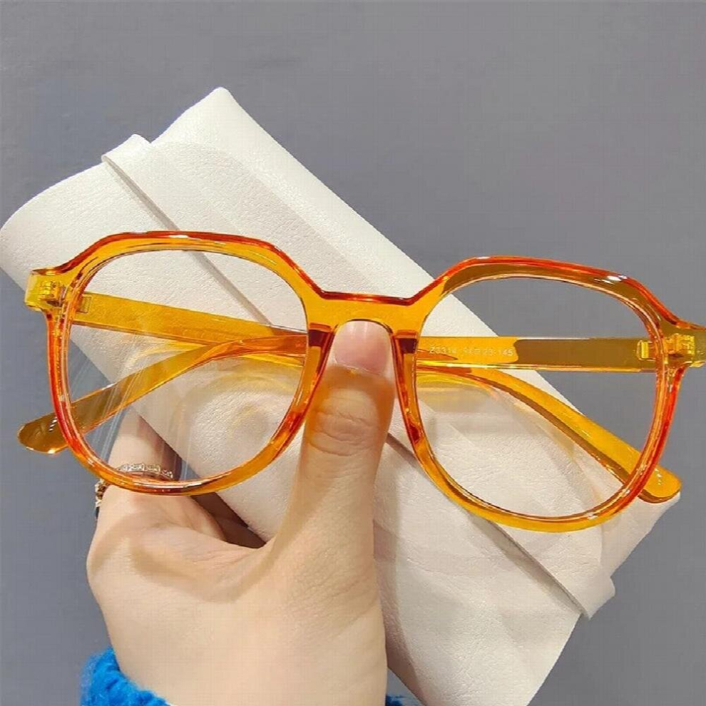Large-frame Polygonal Anti-blue Light Glasses Transparent Candy Pigments Flat Glasses Can Be Equipped with Myopia Lenses-image-OPC-PCRVWBT-NEW