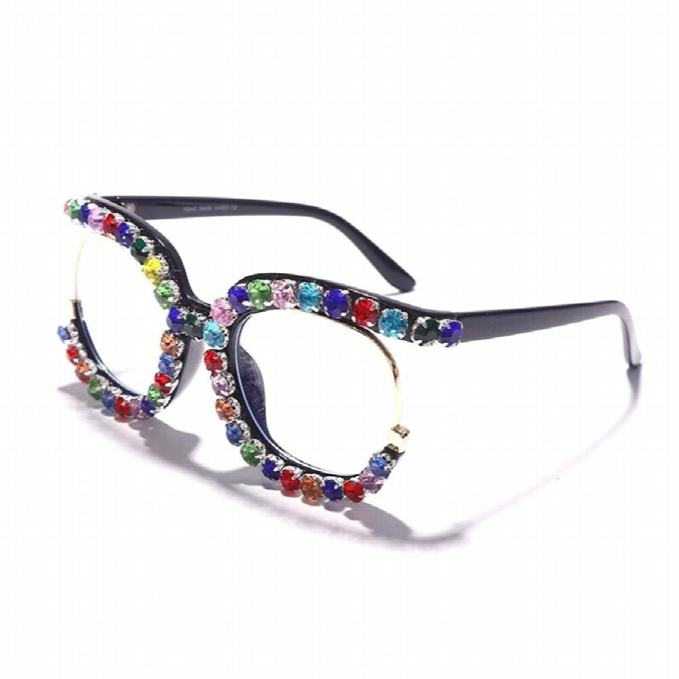 Diamond Computer Glasses Women Anti Eye Glass Crystal Spectacle Frames Ladies Eyewear Rhinestone