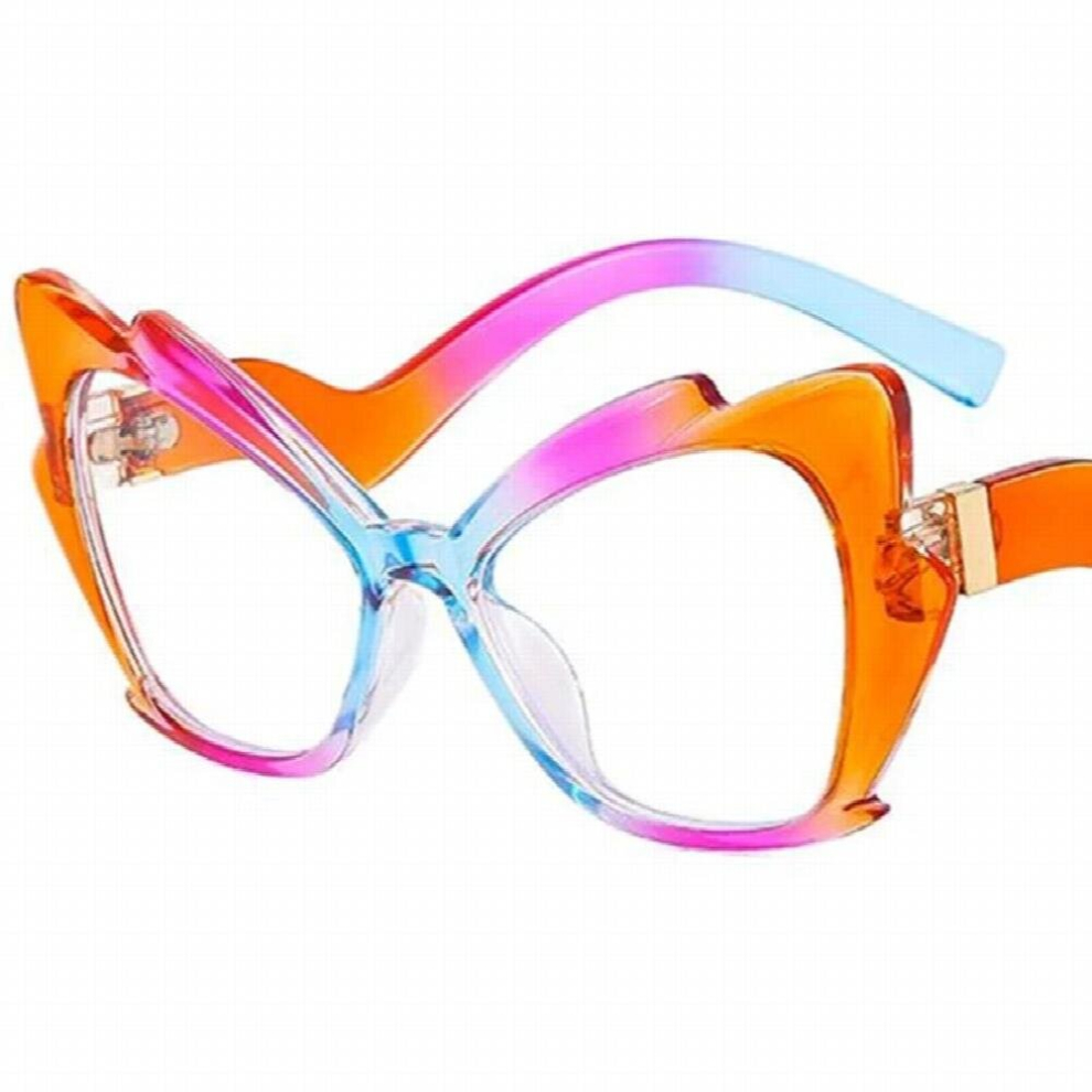 Anti-Blue Light Glasses Rainbow Eyeglasses Butterfly Spectacles Simplity Clear Lens Oversize Frame Eyewear