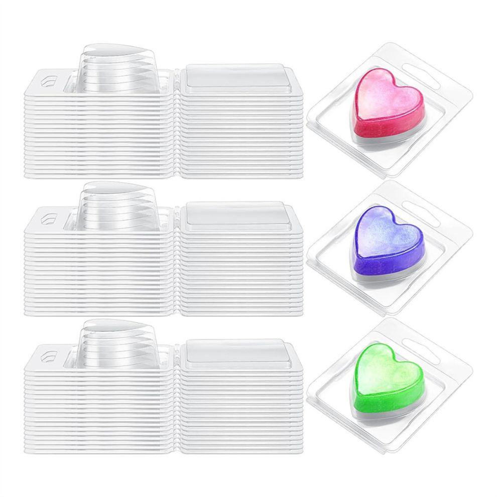 100Pack Wax Melt Container 1.3 Oz,Wax Melt Single Cube Flip Top Clear Empty Plastic Cube Tray for Waxless Tart Candles A
