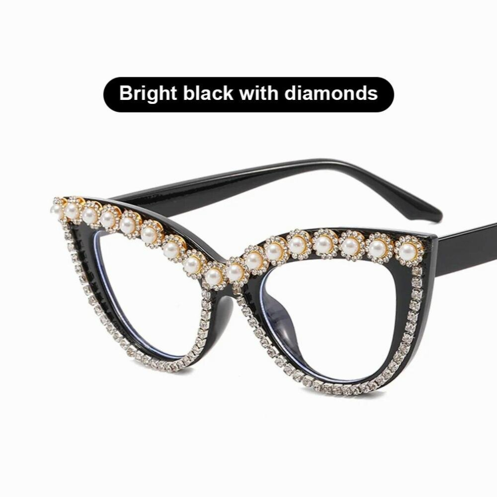 Anti-Blue Glasses Diamond Clear Lens Anti-fatigue Computer Eyewear Frame for Women Glasse Eyeglasses