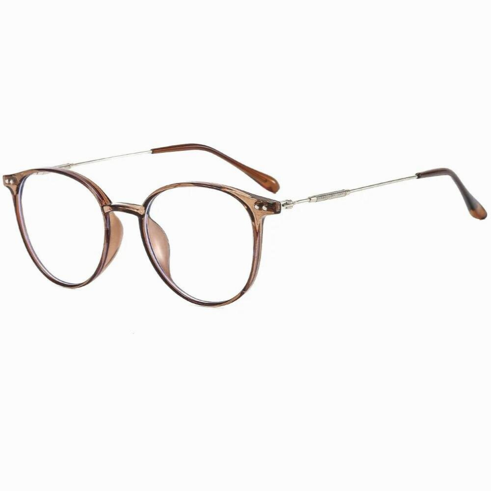Metal TR90 Light Blocking Glasses Women Men Retro Round Eyeglasses Frames Anti Rays Transparent Eyewear Oculos De
