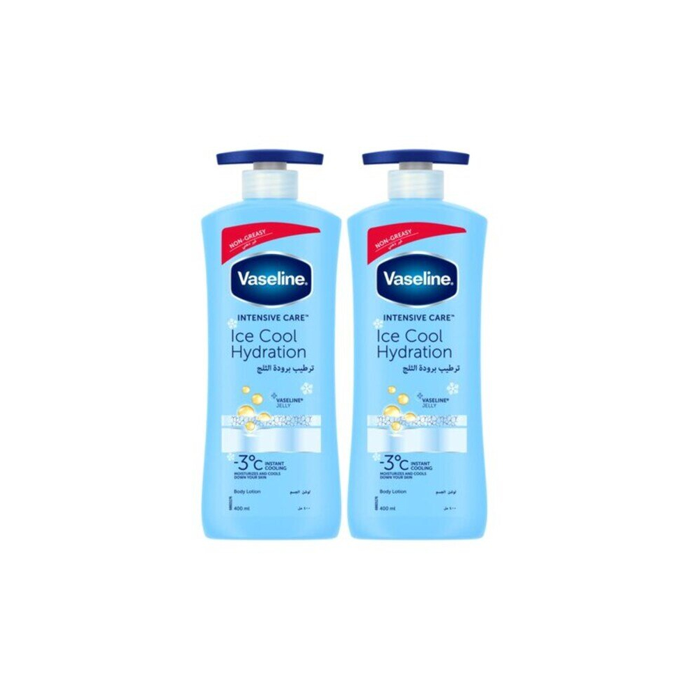 Vaseline Intensive Care  Moisturiser Ice Cool Hydration Body Lotion for all skin types 400ml Pack of 2