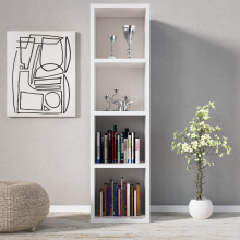 (4 Tiers) Oxford  Cube Bookcase White Wooden Shelving Display Storage Unit Office Living Room Furniture