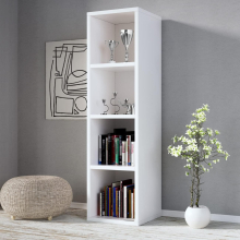(4 Tires) Cube Bookcase Open Shelf  Freestanding Cabinet Unit for Home Office  Living Room Bedroom  White