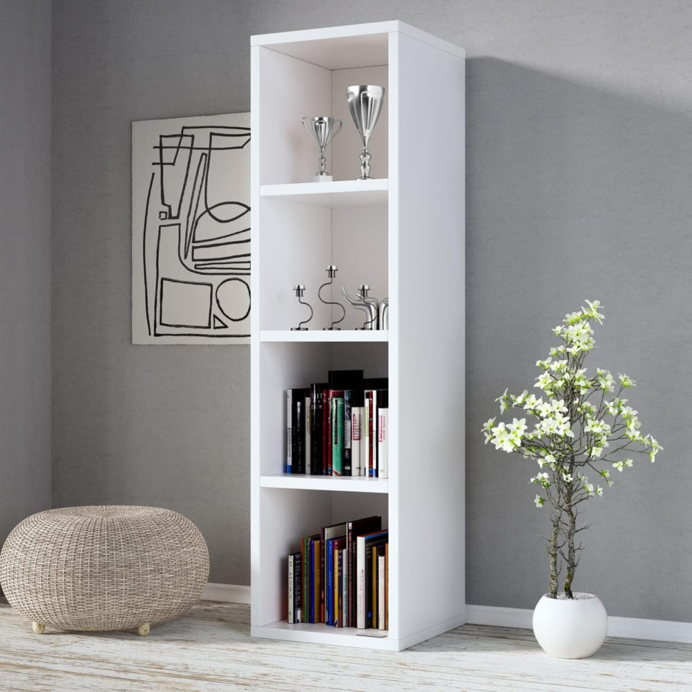 (4 Tires) Cube Bookcase Open Shelf  Freestanding Cabinet Unit for Home Office  Living Room Bedroom  White