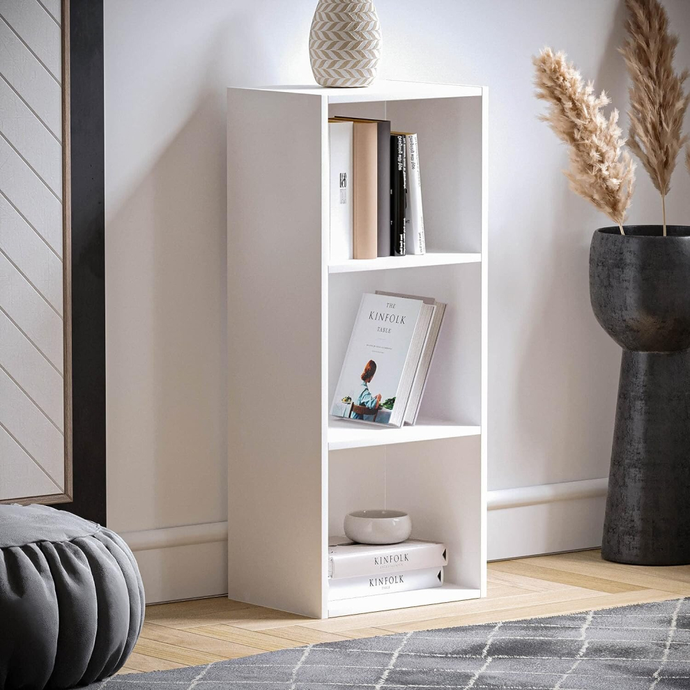 (3 Tires) Cube Bookcase Open Shelf  Freestanding Cabinet Unit for Home Office  Living Room Bedroom  White