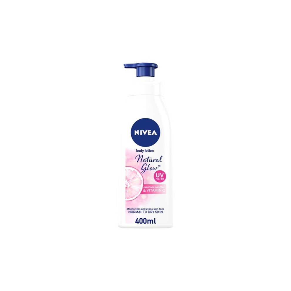 NIVEA Even Tone Body Moisturiser  Lotion Natural Glow Complex & Vitamin C UV Protection All Skin Types Jar 400ml