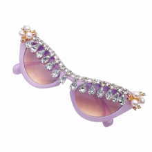 Water Drop Rhinestones Sunglasses for Girls Boys Photo Props Y2K-style Travel Cat-eye Glasses Girls Teens