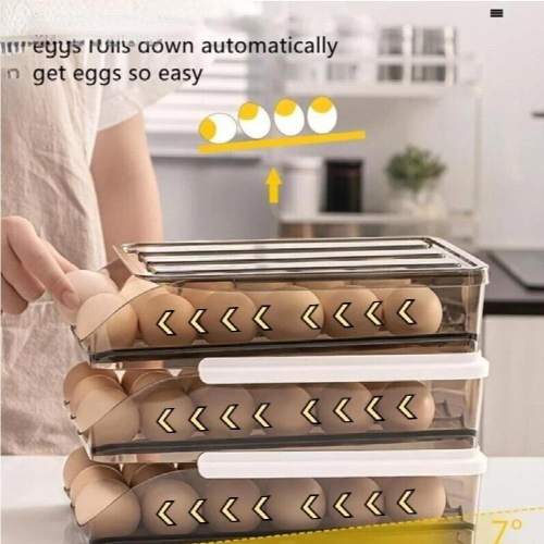 Automatic Slide Eggs Storage Box Refrigerator Organizer Eggs Holder Container Fridge Organizer Kitchen Storage Organizers 2