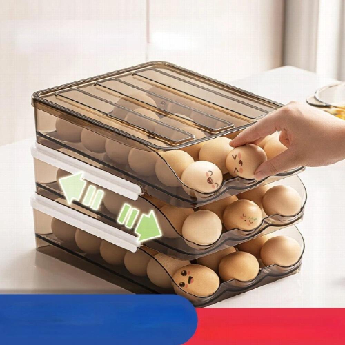 Automatic Slide Eggs Storage Box Refrigerator Organizer Eggs Holder Container Fridge Organizer Kitchen Storage Organizers 1
