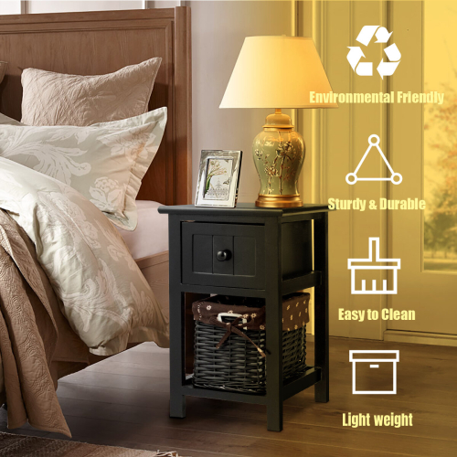 Costway Chest of Drawers Side Table Beside Table Nightstand w/ Baskets 2