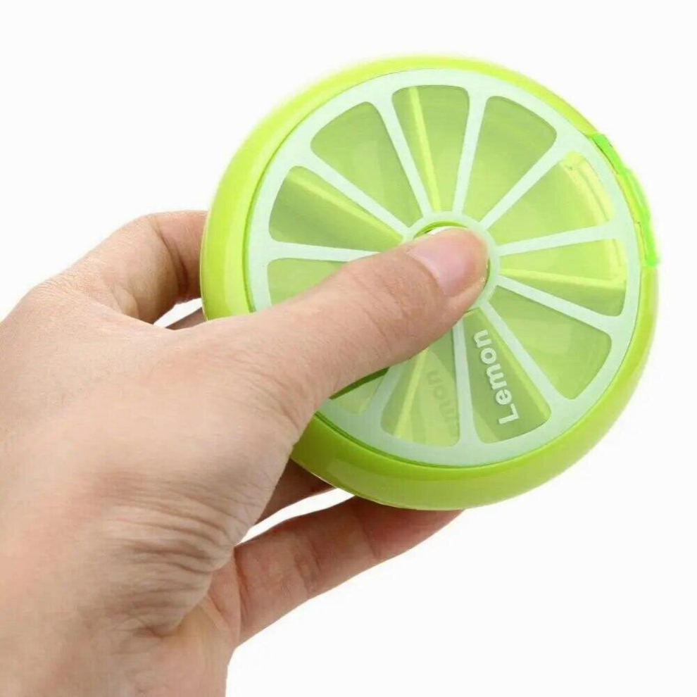 Green Weekly Rotating Pill Box Case Splitter Tablet Storage Organizer Medicine 7 Pill Container Travel Mini Candy Storage Box