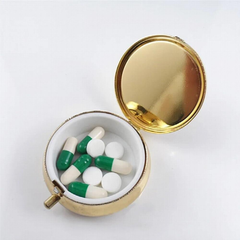 Multicoloured 1Pc Metal Round Pillbox Medicine Organizer Container Medicine Case Pill Candy Box