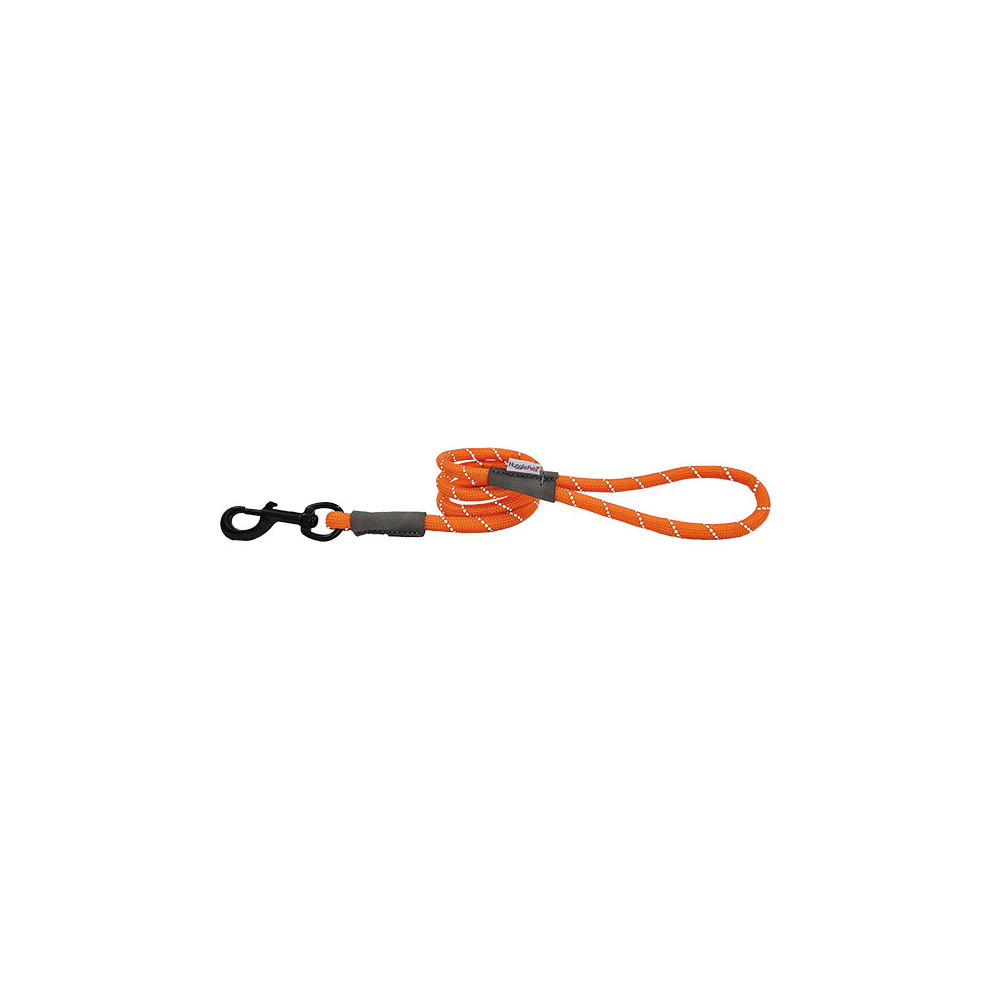 (Orange, 107 x 1.2cm) HugglePets Reflective Rope Dog Lead