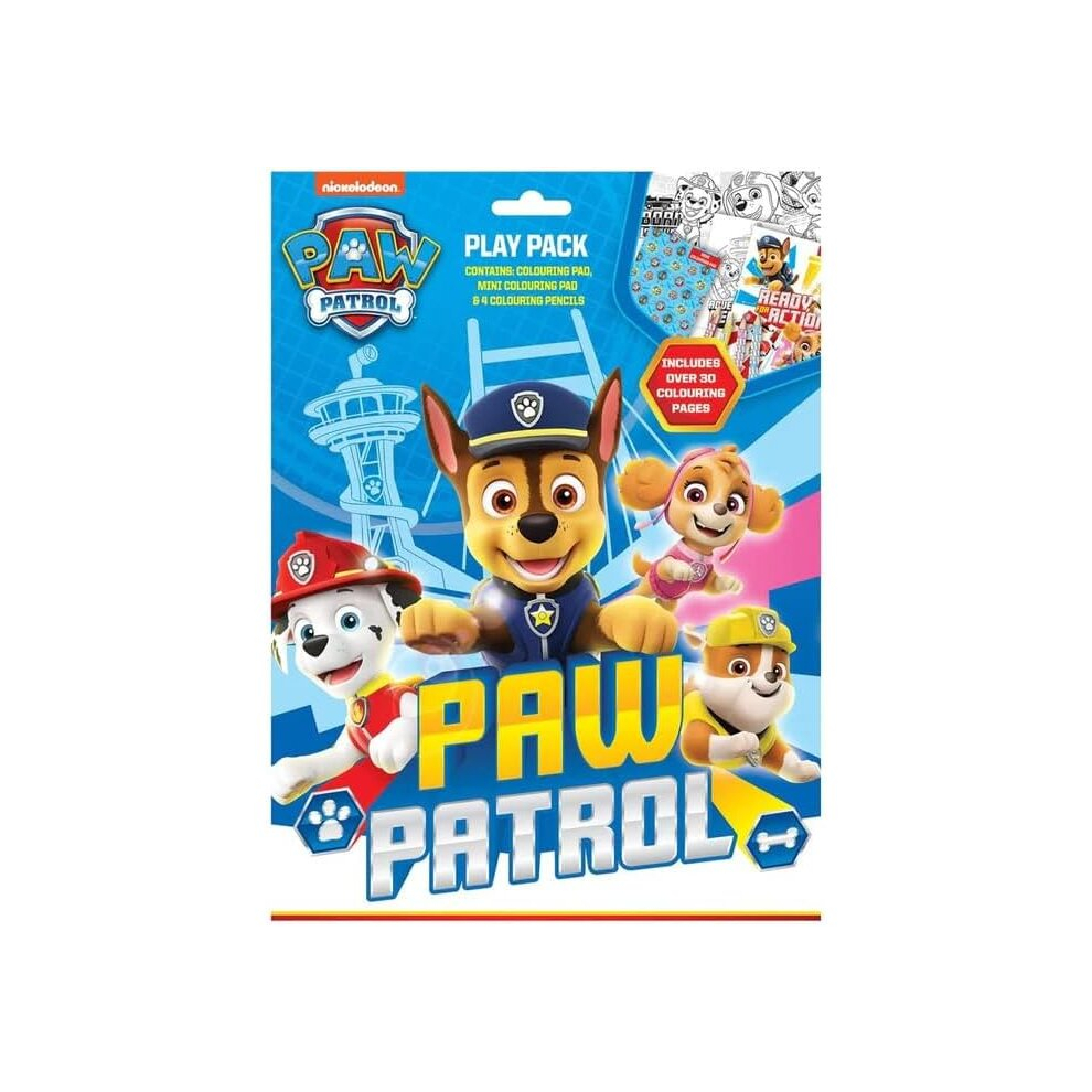 Paw Patrol Play Pack Colouring Pads With 4 Coloured Pencils Chase Rubble & Marshall Craft Set