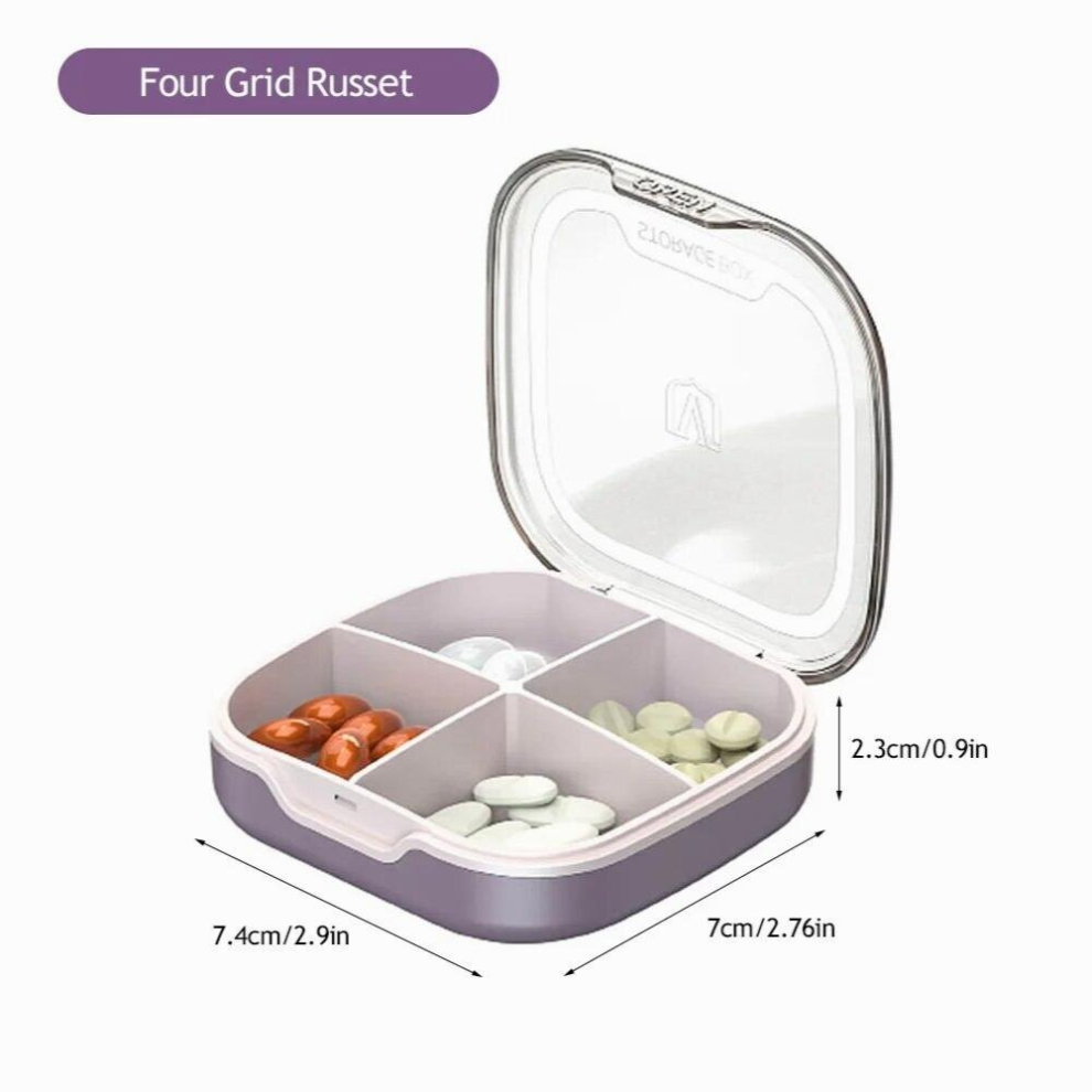 Multicoloured Waterproof 4/6 Grid Sealed Portable Medicine Box Transparent Medicine Multi-Functional Subpackage Medicine Box Storage Box