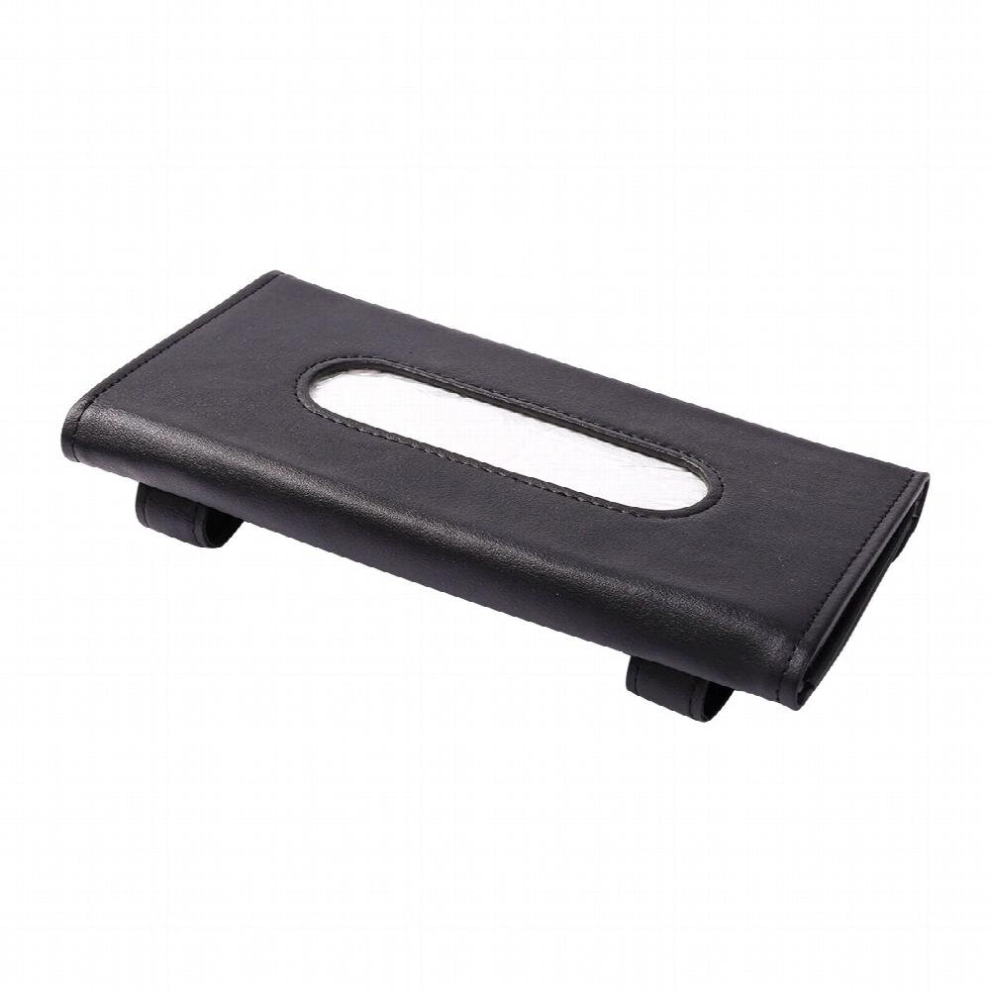 Car Tissue Case Car Visor Tissue Holder, Pu Leather Hanging Paper Towel Clip, Napkin Holder Backseat Tissue Case Black 885666799686