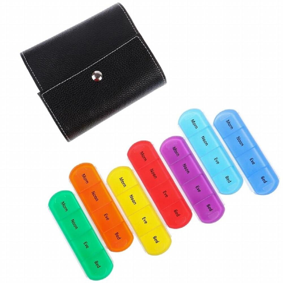 Multicoloured 7 Weekly Pillbox Storage Container 28 Grid Pill Box Medicine Box Travel Case Medicine Box Organizer Case Wallet