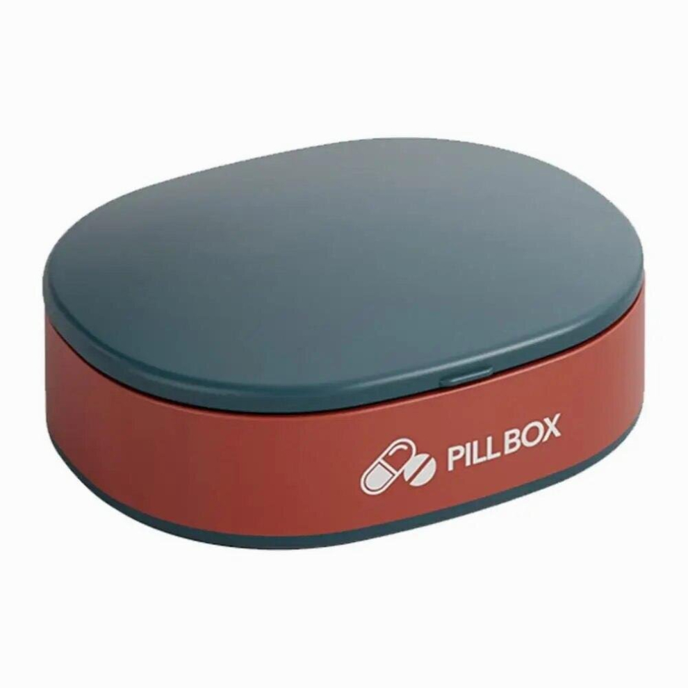 Blue Travel Pill Box Moistureproof Lightproof Pill Case With 6 Compartments Portable Small Storage Boxes With Silicone Lanyard For