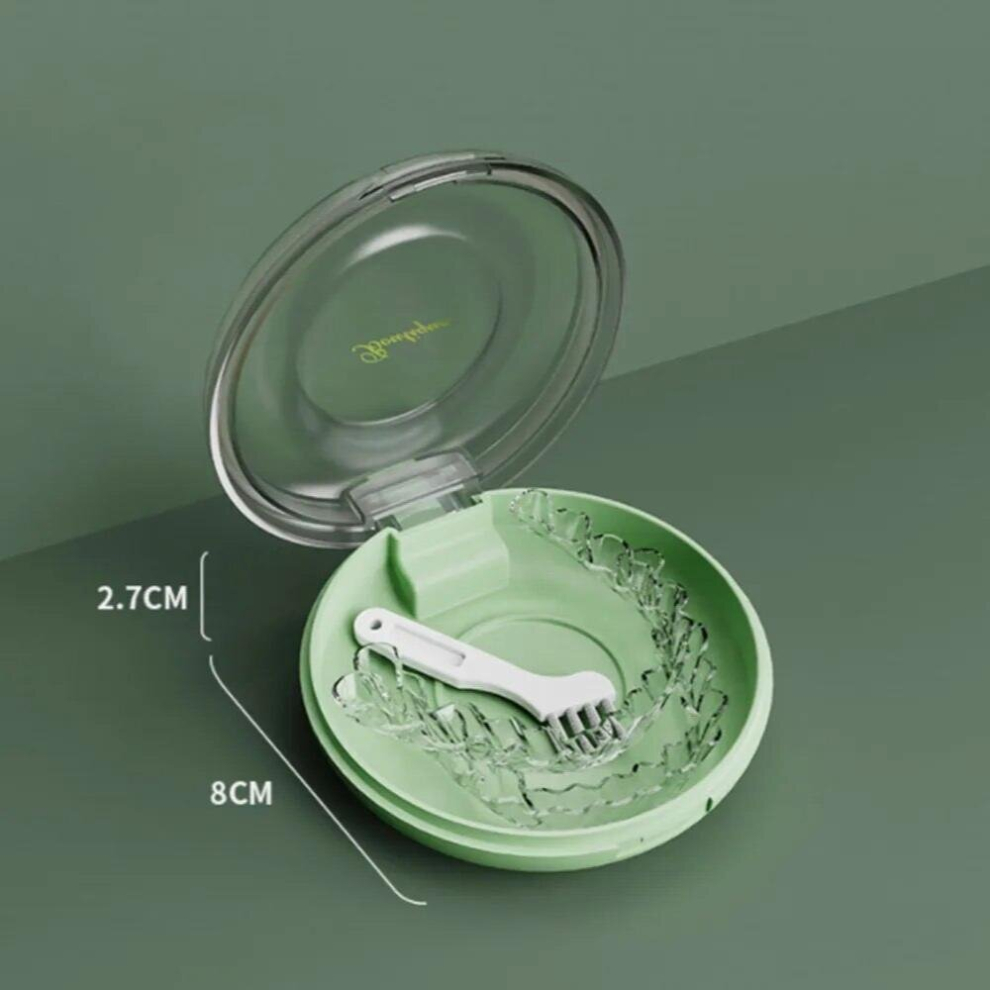 Green Denture Storage Box Orthodontic Dental Retainer Box Denture Storage Container Holder Invisible Braces Box