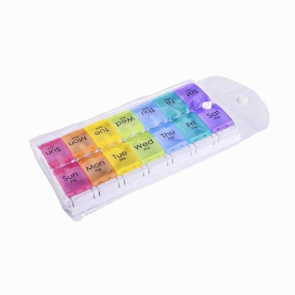 Portable Weekly 7-day Pill Organizer Travel Medicine Box Push Button Case Holder