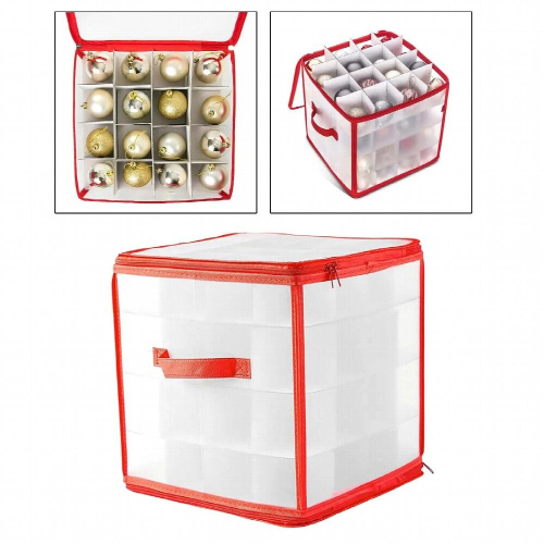 Christmas Ornament Storage Zippered Closure Foldable Container for Christmas 1