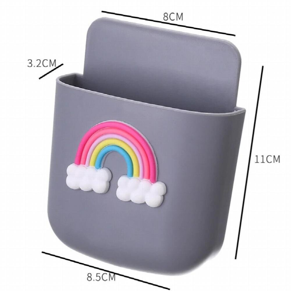 Wall-Mounted Mobile Phone Charging Box Remote Storage Box Cartoon Bedside Phone Hanger Decoration Wall Holder For Stationery Multicoloured 885666811883