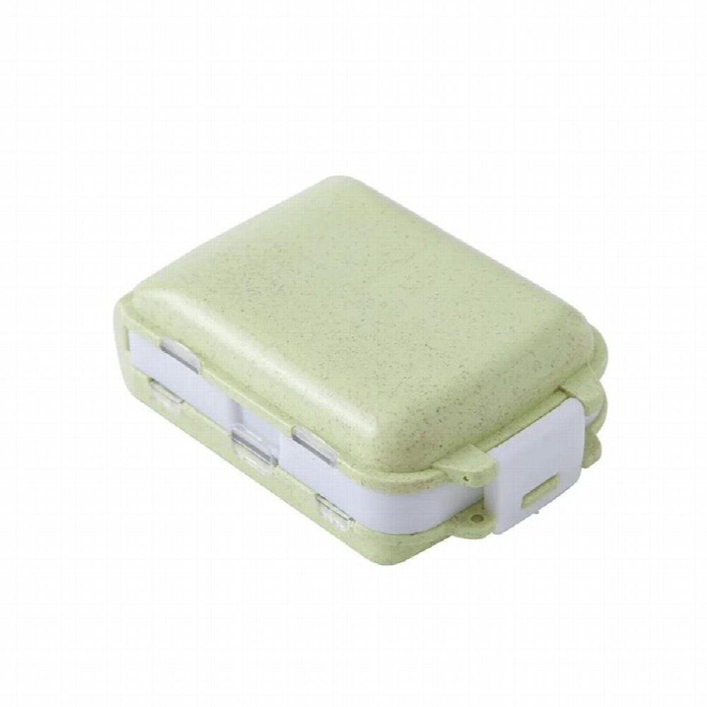 8 Compartment Medicine Storage Box Home Travel Sealed Portable Small Portable Elderly Medicine Box Wheat Straw