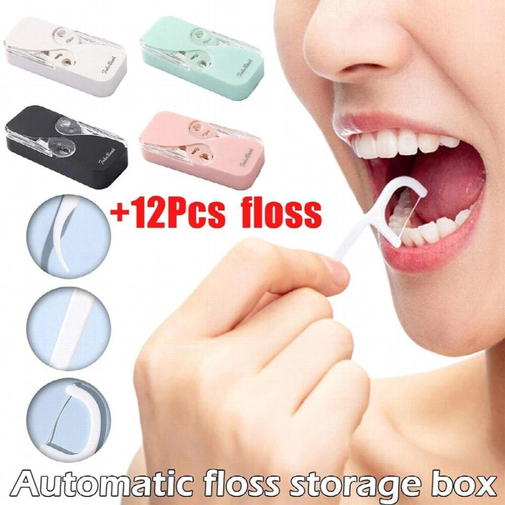 Multicoloured L Portable Floss Dispenser With 12 Flosses Pop-Up Automatic Dental Floss Case Reusable Travel Floss Case Dispenser Refillable