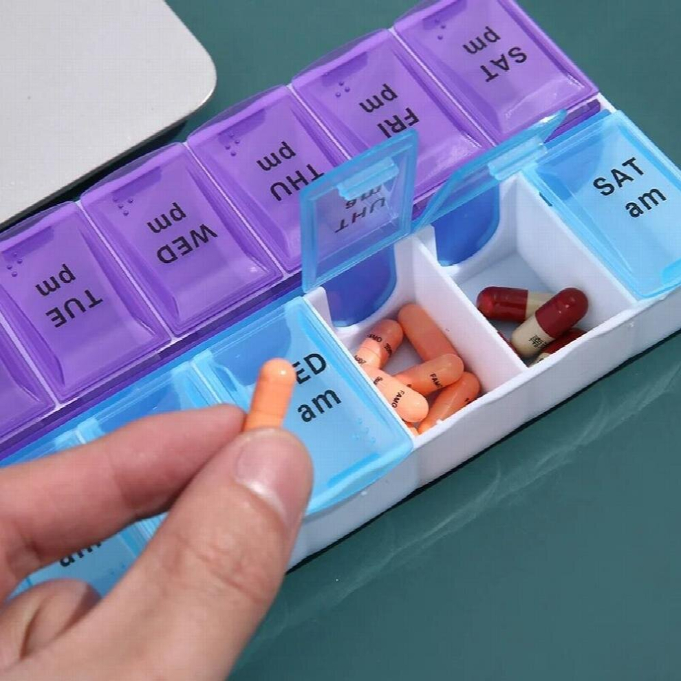 Multicoloured 14 Grids 7 Days Weekly Pill Case Medicine Tablet Dispenser Organizer Pill Box Splitters Pill Storage Organizer Container