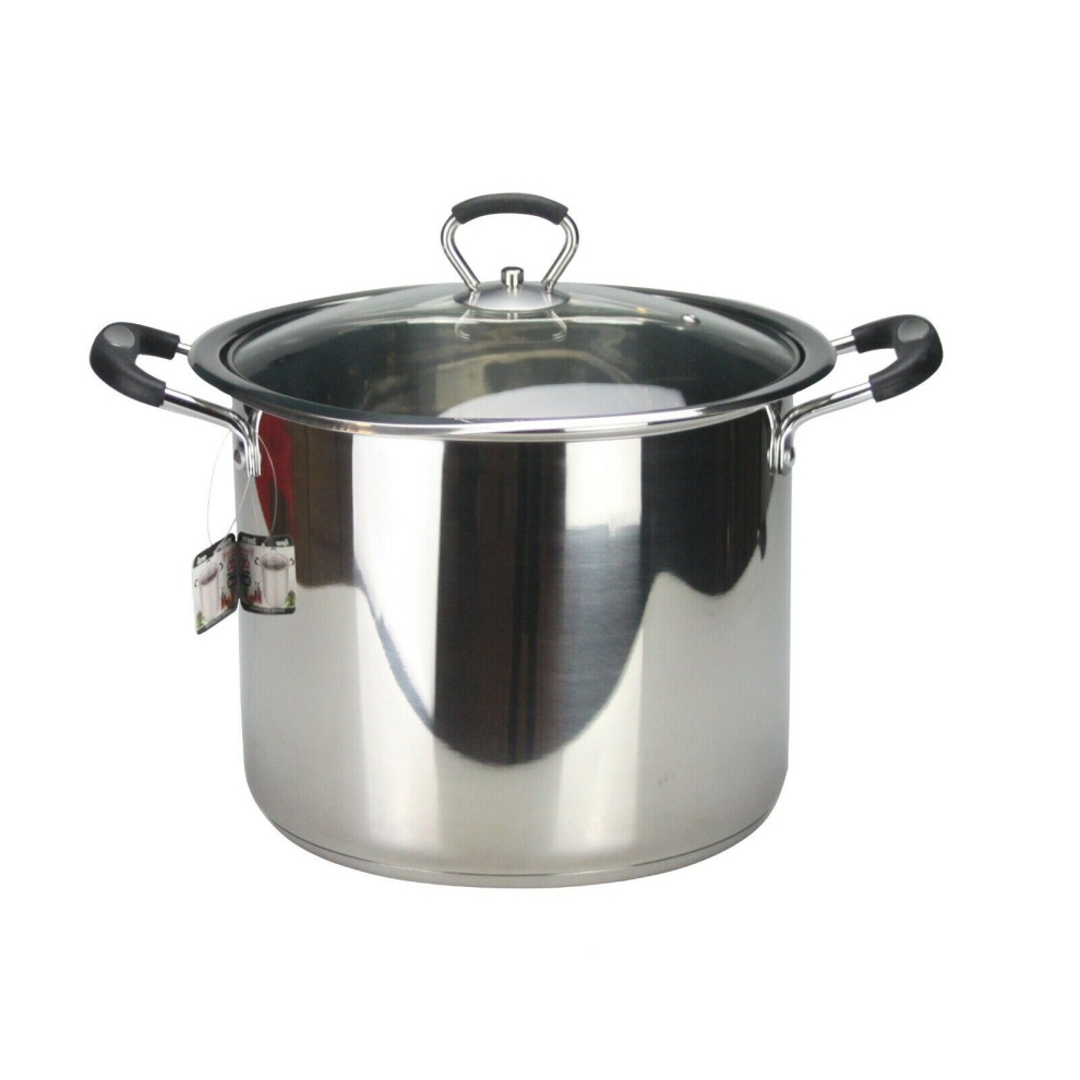 (Induction Steel Stock Pot Large Deep Stainless Casserole Stockpot Heavy Duty) Induction Steel Stock Pot Large Deep Stockpot