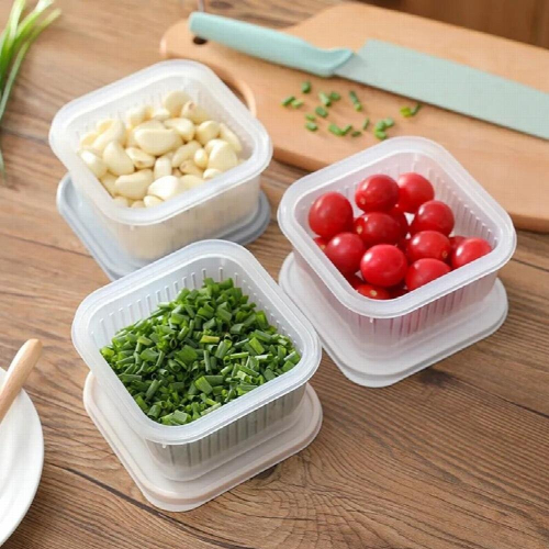 Drain Sealed Box for Ginger Garlic Onion Refrigerator Crisper Debris Refrigerator Storage Boxes Drawer Kitchen Organizer 1