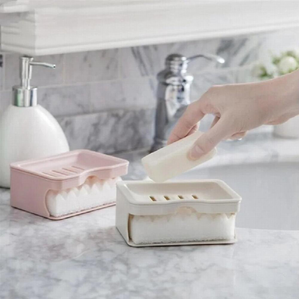 1 Pcs Household Separable Have Sponge Double Grid Drain Soap Box Double Floor Soap Box Bathroom Accessories-image-OPC-PCRWGQZ-NEW