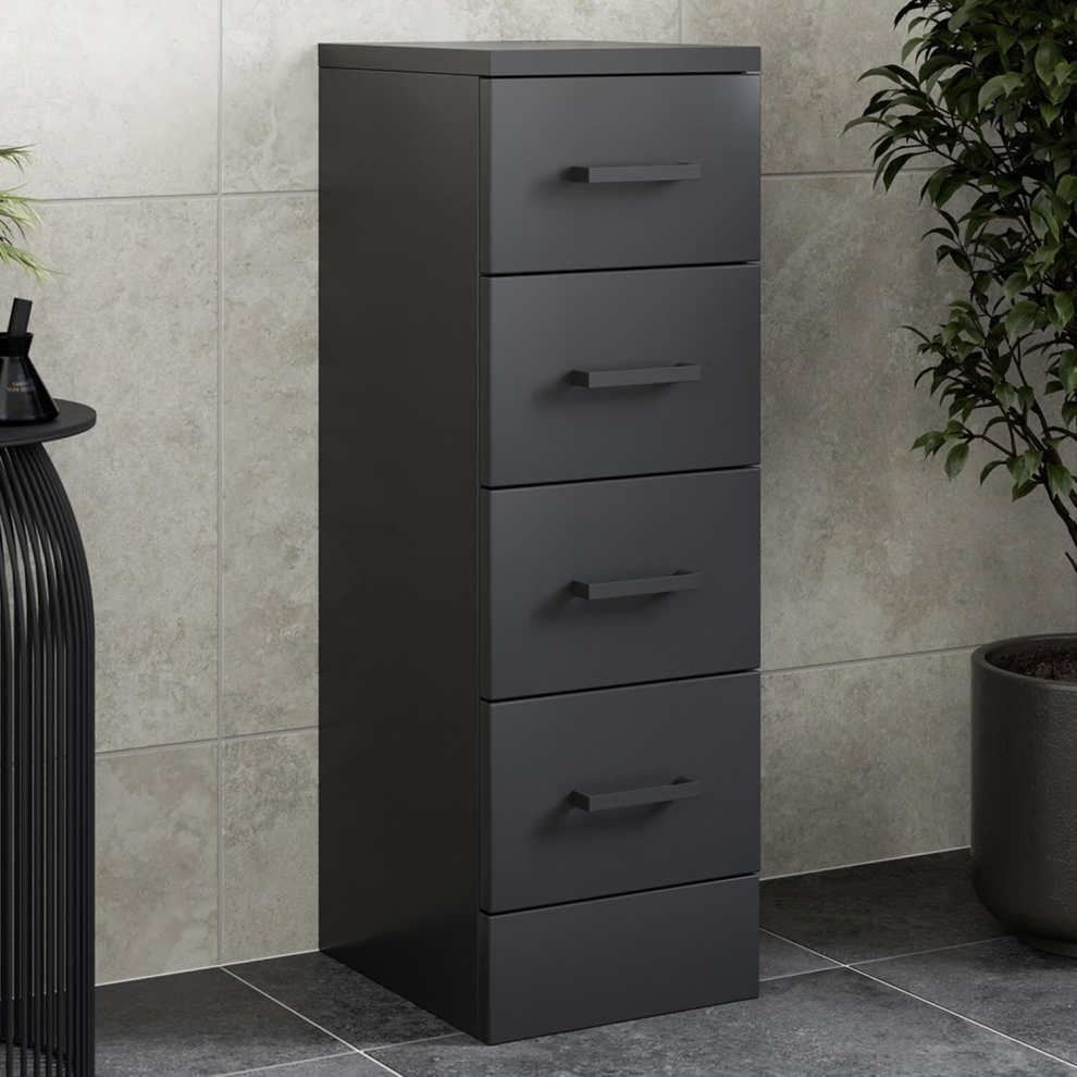 Alpine Black 4 Drawer Storage Unit 250 x 300mm