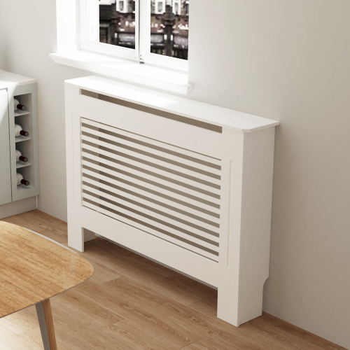 (M) 91cm High Radiator Cover Heating Cabinet White 1