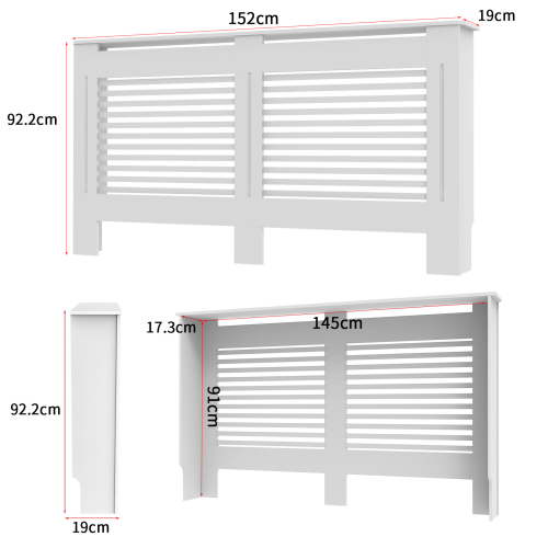 (L) 91cm High Radiator Cover Heating Cabinet White 2