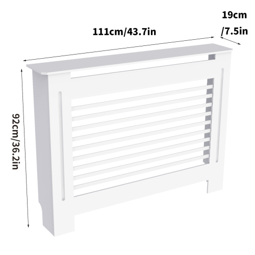 (M) 91cm High Radiator Cover Heating Cabinet White 2