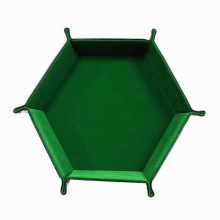 Rolling Folding Hexagon Dice Game Storage Tray Holder Double Sided Thick PU Leather&Velvet Mat Office Supplies Storage Tools