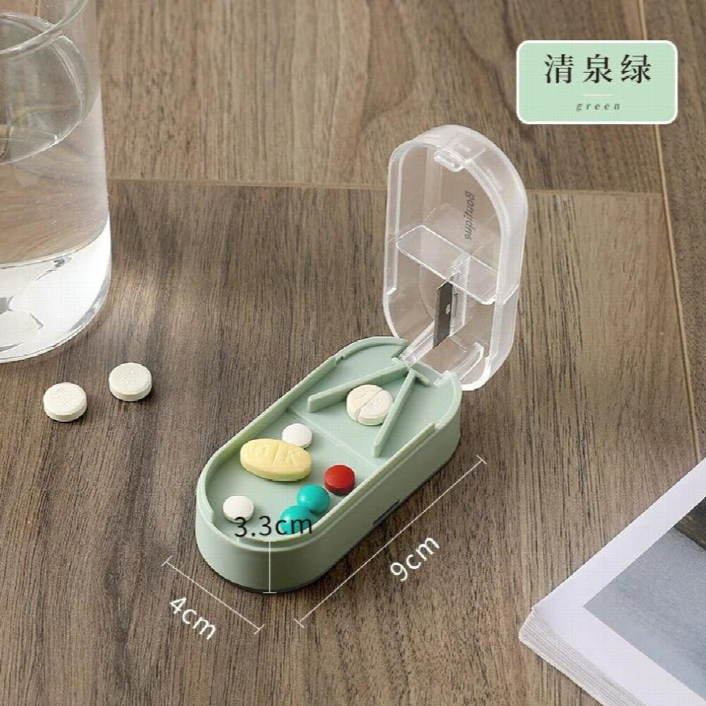 Green Pill Divider Storage Boxes Quick Cut Pill Compartment Medicine Pills Box Convenient Transparent Small Pill Box Plastic Box