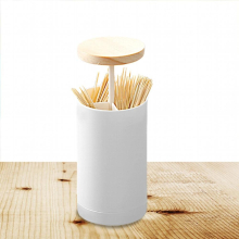 Toothpick Dispenser Holder Press Type Toothpick Box Mini Cotton Swab Storage Box Cotton Swab Holder With Wooden Lid Toothpick