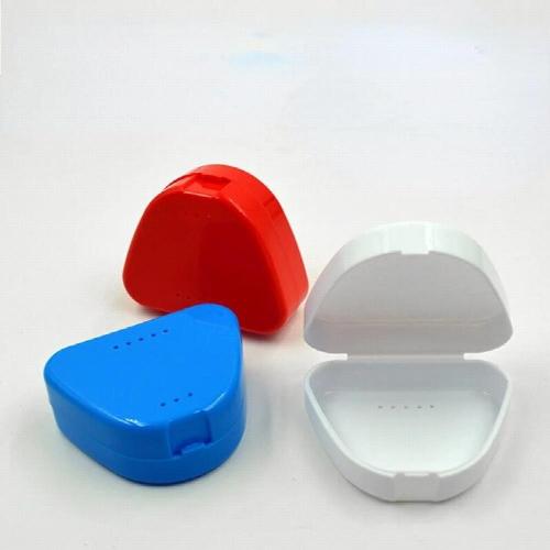 Plastic Dental Storage Container False Tooth Denture Box Case for Tooth Retainer Red Denture Case Storage Organizer 1