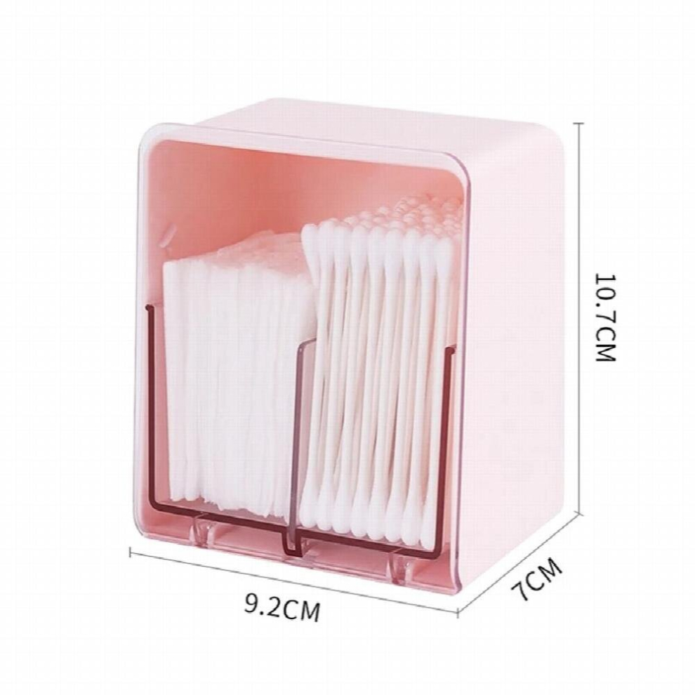 Pink 2 Grids Makeup Cotton Pads Storage Box Large Transparent Round Cosmetic Cotton Pad Storage Container Cotton Swabs Organizer