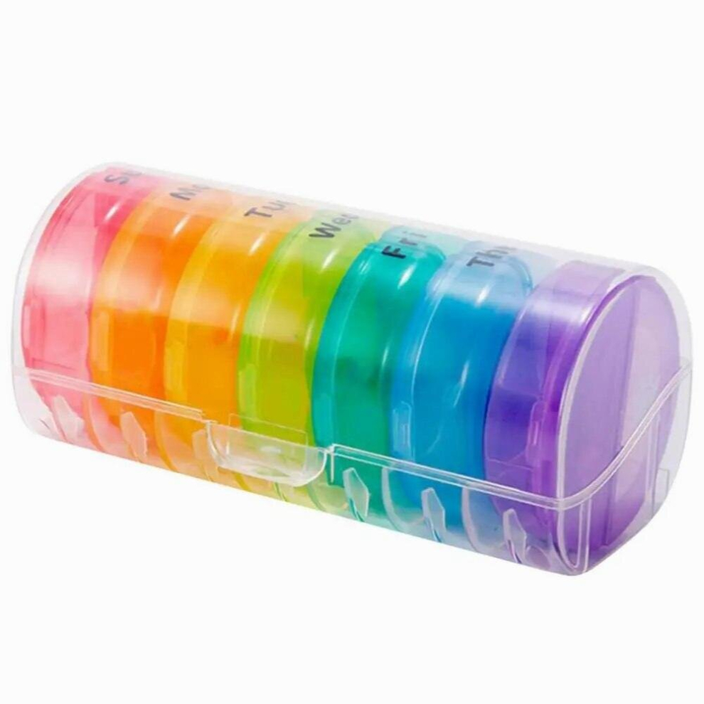 Multicoloured 7 Pill Organizer Pill Organizer Weekly 14 Compartments Weekly Pill Organizer 2 Times A 7 Pill Box Portable For