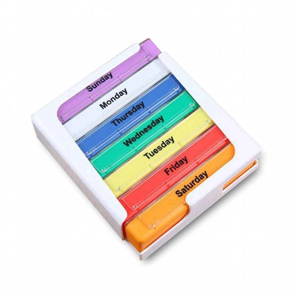 Multicoloured Weekly Pill Organizer Daily Medicine Pill Organizer Vitamin Holder 7 Pill Box 4 Times A 28-Compartment Pill Case