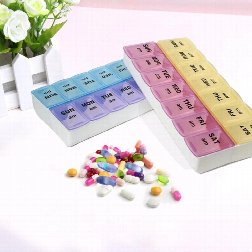 Multicoloured 7 Pill Box With Clip Lids Medicine Organiser Tablet Storage Dispenser Weekly