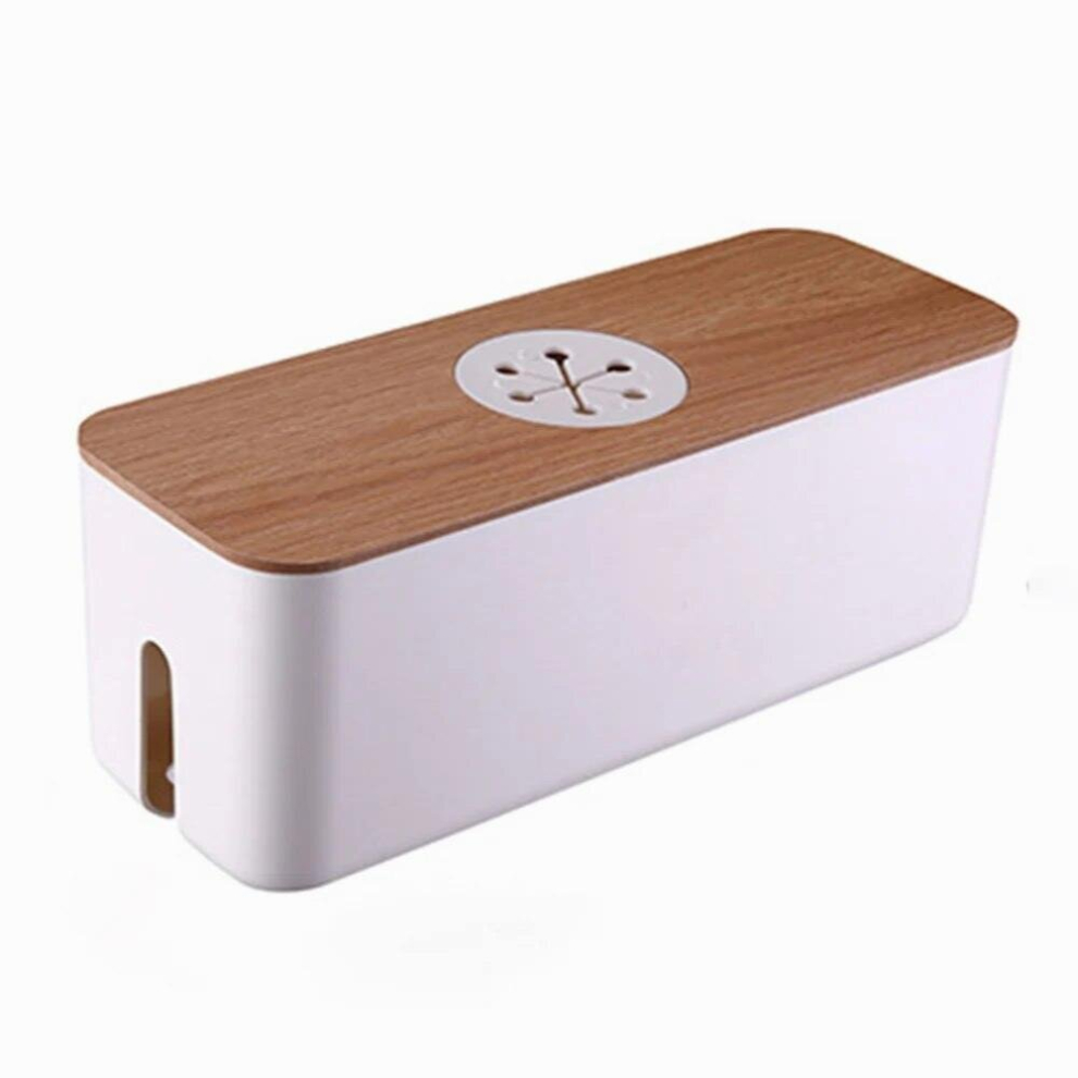 Cable Organizer Dustproof Power Strip Storage Case Large-Capacity Socket Cable Organizer Case With Wooden Cover Desktop Supplies 885666831980