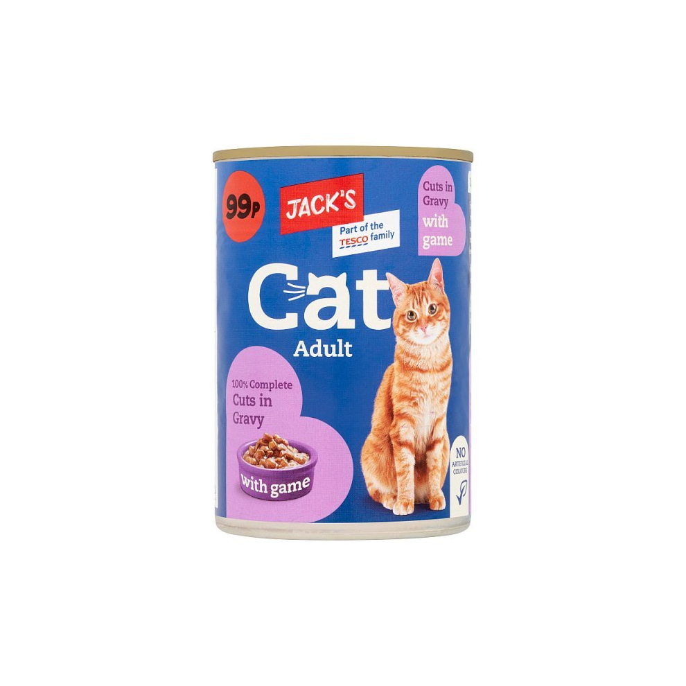 Jack's Cat Adult 100% Complete Cuts in Gravy with Game 415g (Case of 12, 12 x 415g)