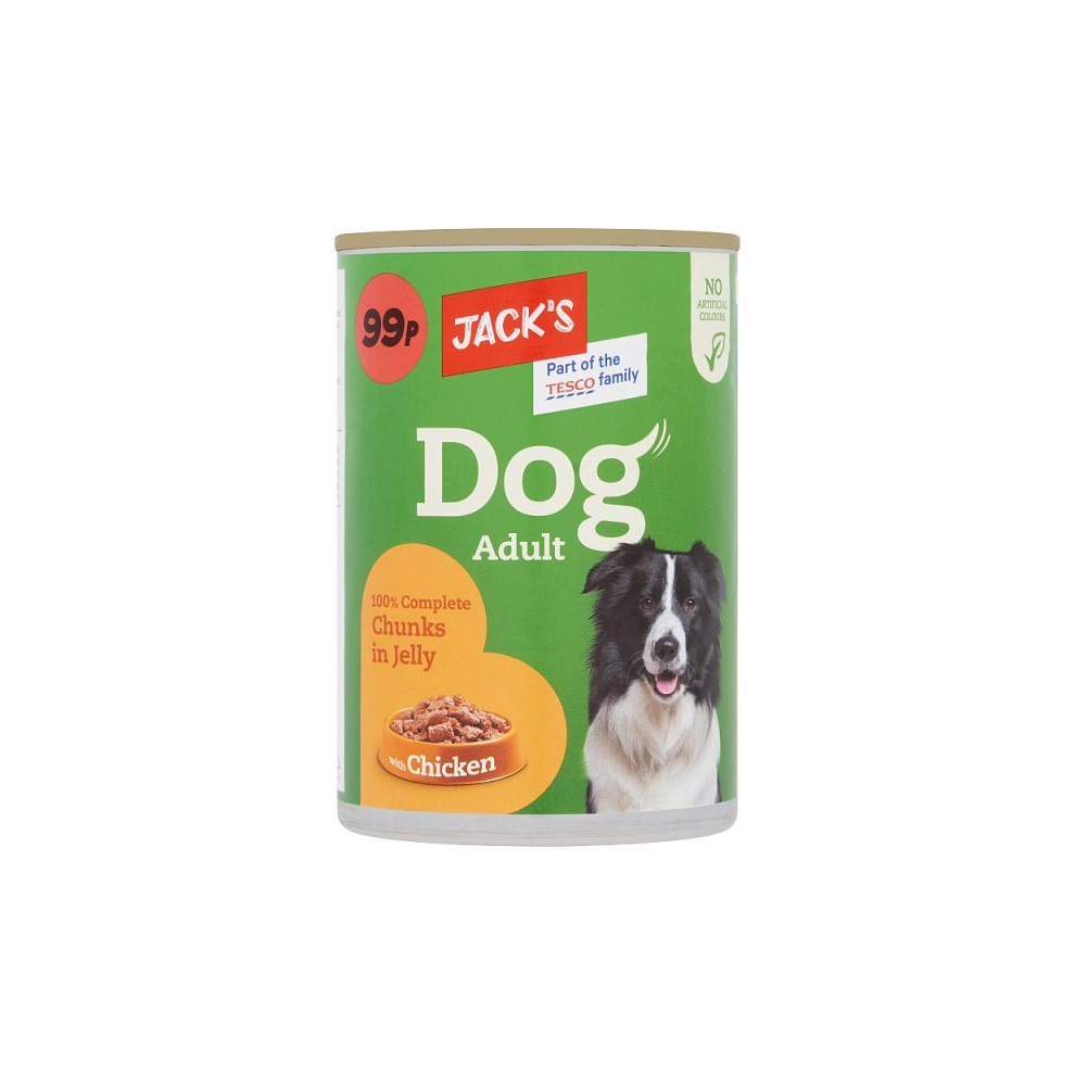 Jack's Dog Adult 100% Complete Chunks in Jelly with Chicken 415g (Case of 12, 12 x 415g)