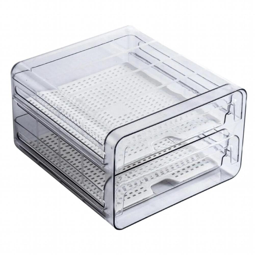 Kitchen Fridge Drawer Organizer Organizer Bins Organization Stackable Storage Bins for Refrigerator, Cupboard Cabinet, Kitchen, 2